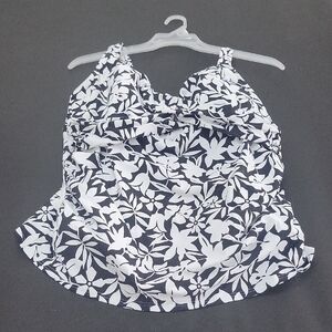 Lands' End Black and White Floral Camisole